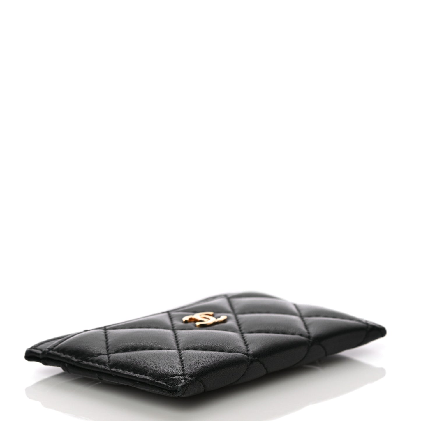 Lambskin Quilted Card Holder Black