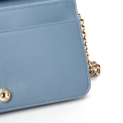 Chanel Lambskin Quilted Boy Wallet On Chain WOC Blue 11 of 14