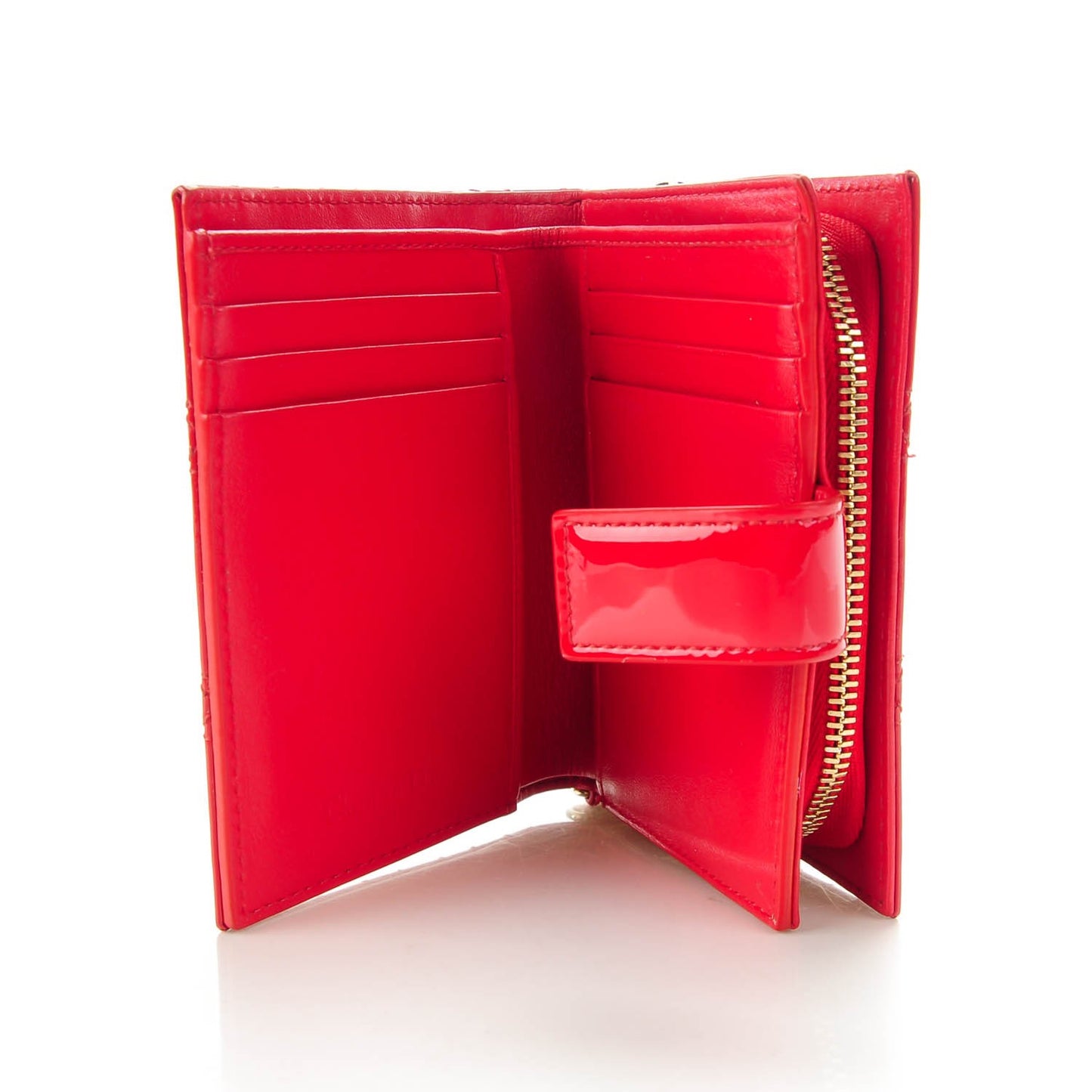 Patent Cannage Lady Dior Eden Wallet Red