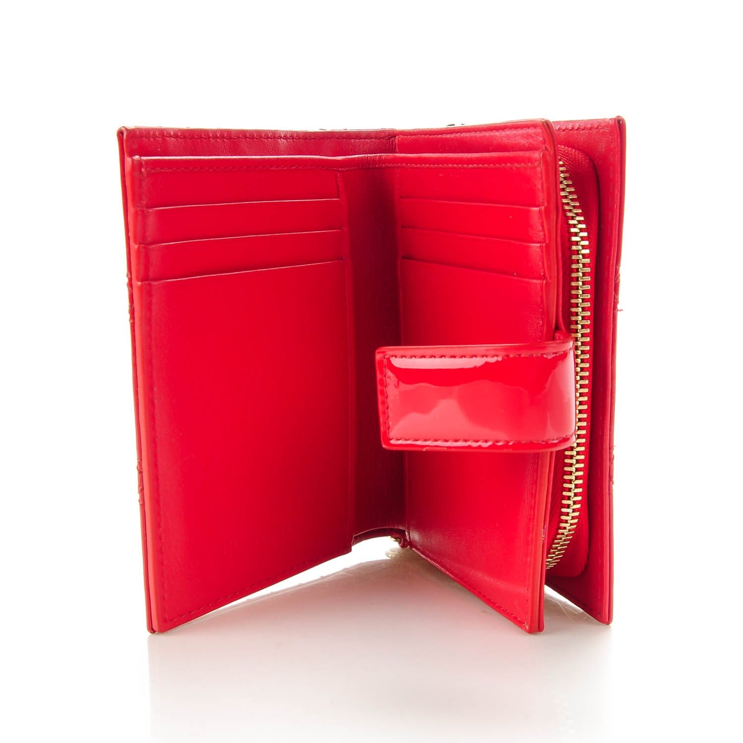 Christian Dior Patent Cannage Lady Dior Eden Wallet Red 5 of 8