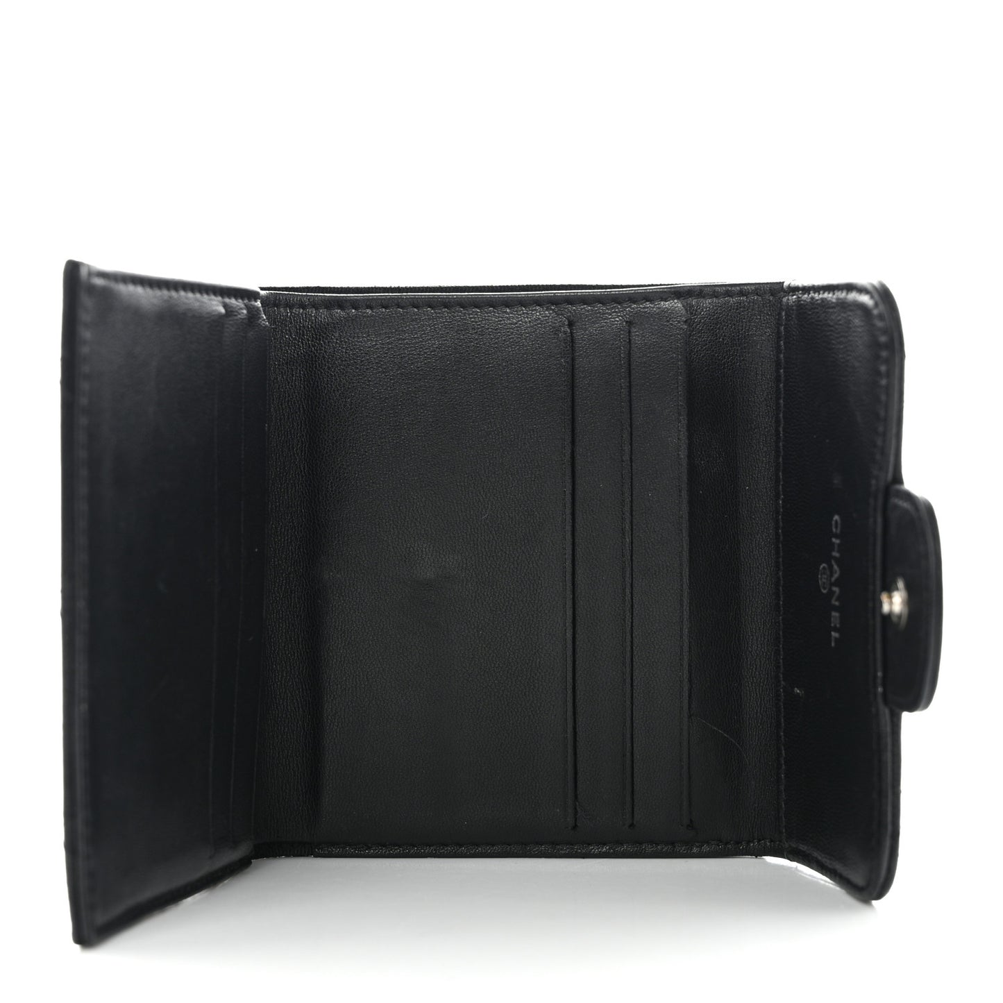 Lambskin Quilted Double Sided Wallet Black