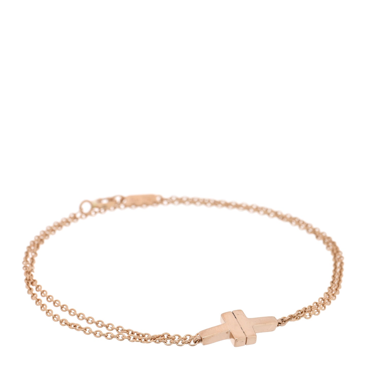 18K Rose Gold T Double Chain Bracelet