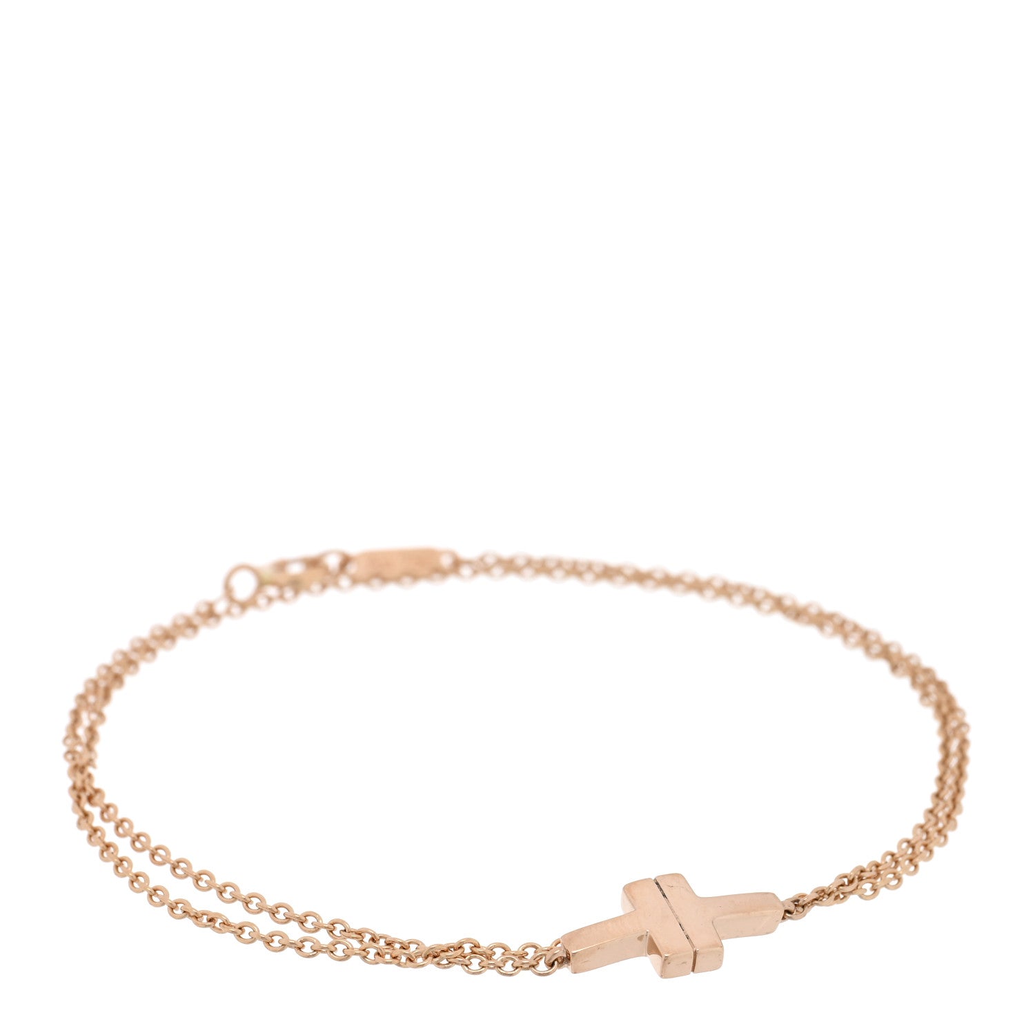 Tiffany 18K Rose Gold T Double Chain Bracelet 1 of 3