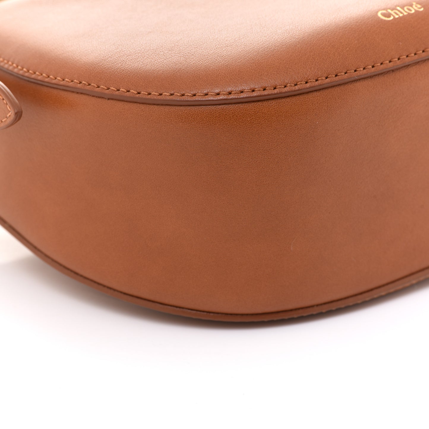 Small Grain Calfskin Kiss Bag Brown