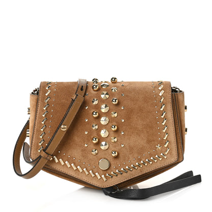 Jimmy Choo Suede Studded Bag Black Brown 1 of 8
