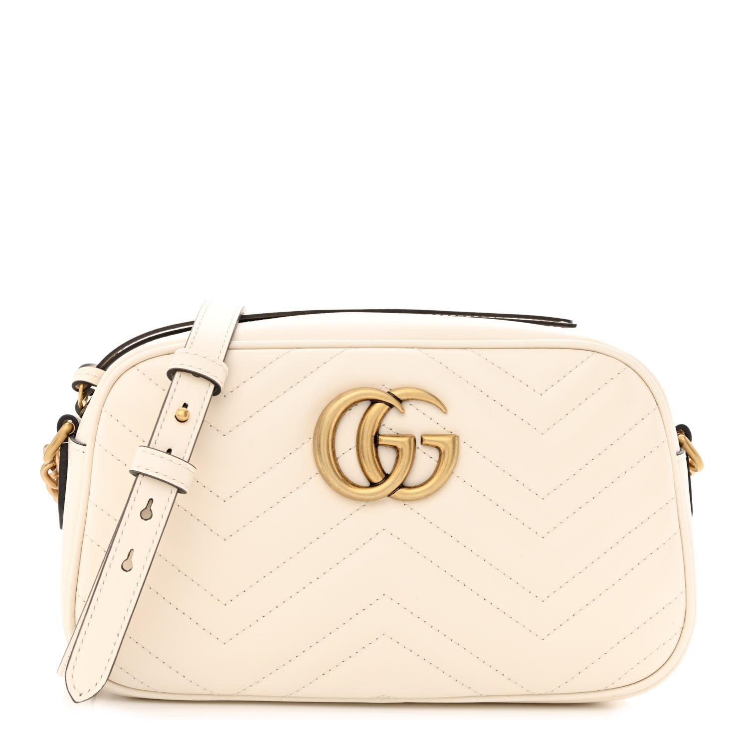 Gucci Calfskin Matelasse Small GG Marmont Chain Shoulder Bag White 1 of 10