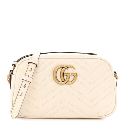 Gucci Calfskin Matelasse Small GG Marmont Chain Shoulder Bag White 1 of 10