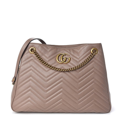 Gucci Calfskin Matelasse Medium GG Marmont Shoulder Tote Bag Porcelain Rose 1 of 10