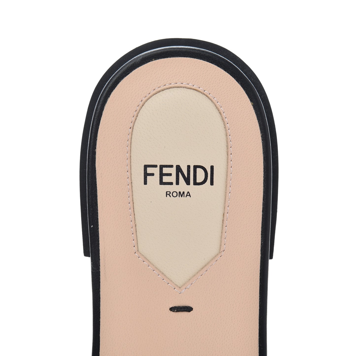 Nappa FF Embossed Flat Slide Sandals 38.5 Black