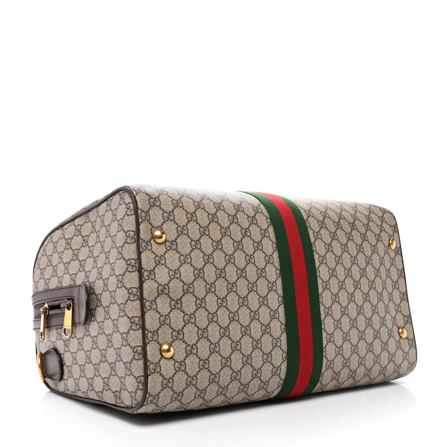 Gucci GG Supreme Monogram Textured Dollar Calfskin Web Medium Ophidia Carry-On Duffle Bag Beige Ebony New Acero 3 of 9