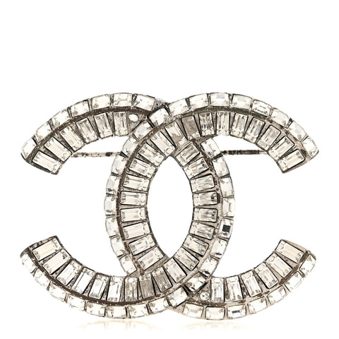 Baguette Crystal CC Brooch Silver