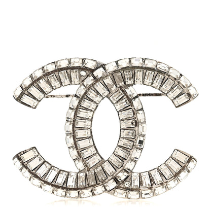 Chanel Baguette Crystal CC Brooch Silver 1 of 4