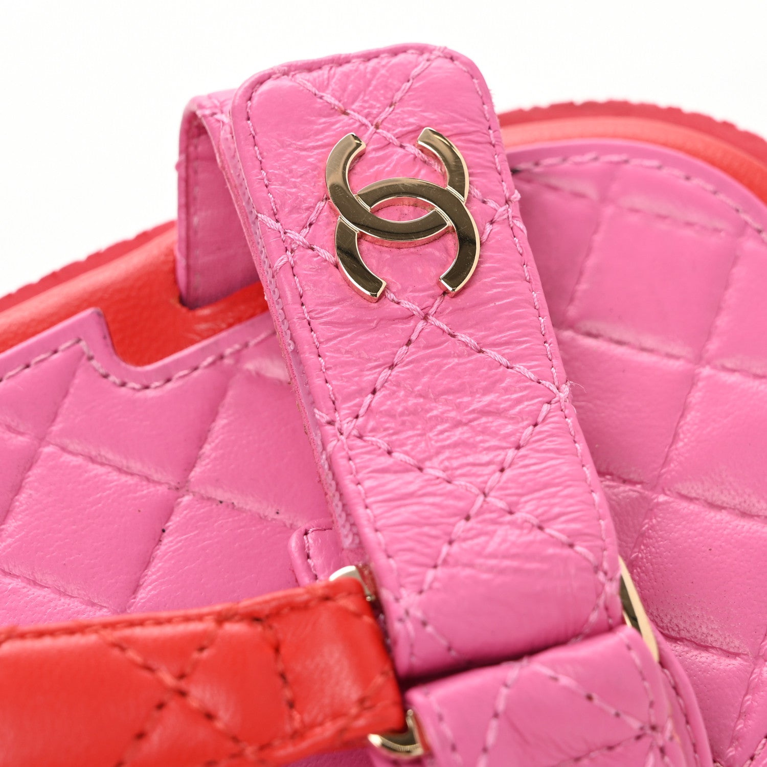 Chanel Lambskin Logo Platform Sandals 38 Red Purple Orange 11 of 11