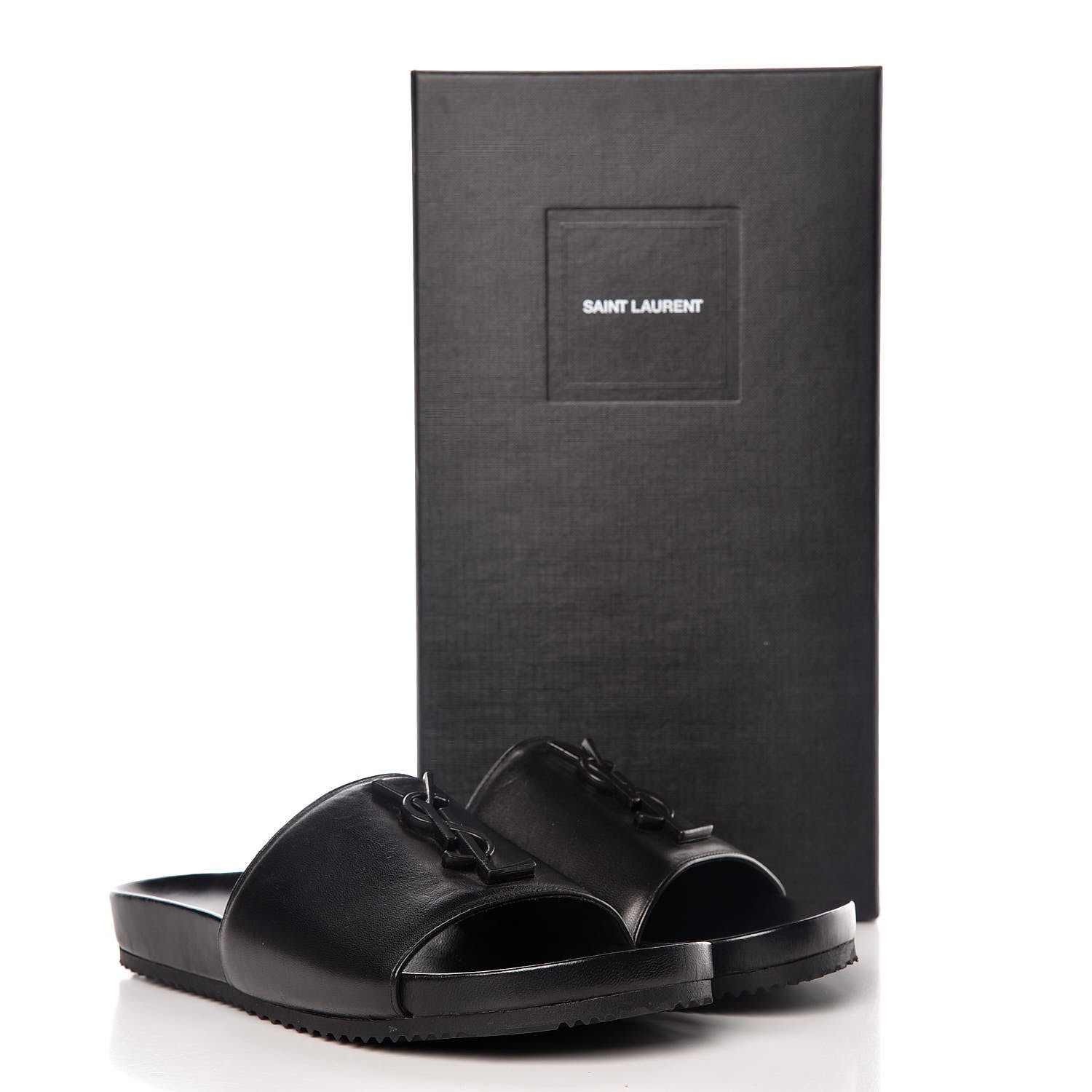 Saint Laurent Lambskin Joan Slide Sandals 35.5 Black 9 of 9