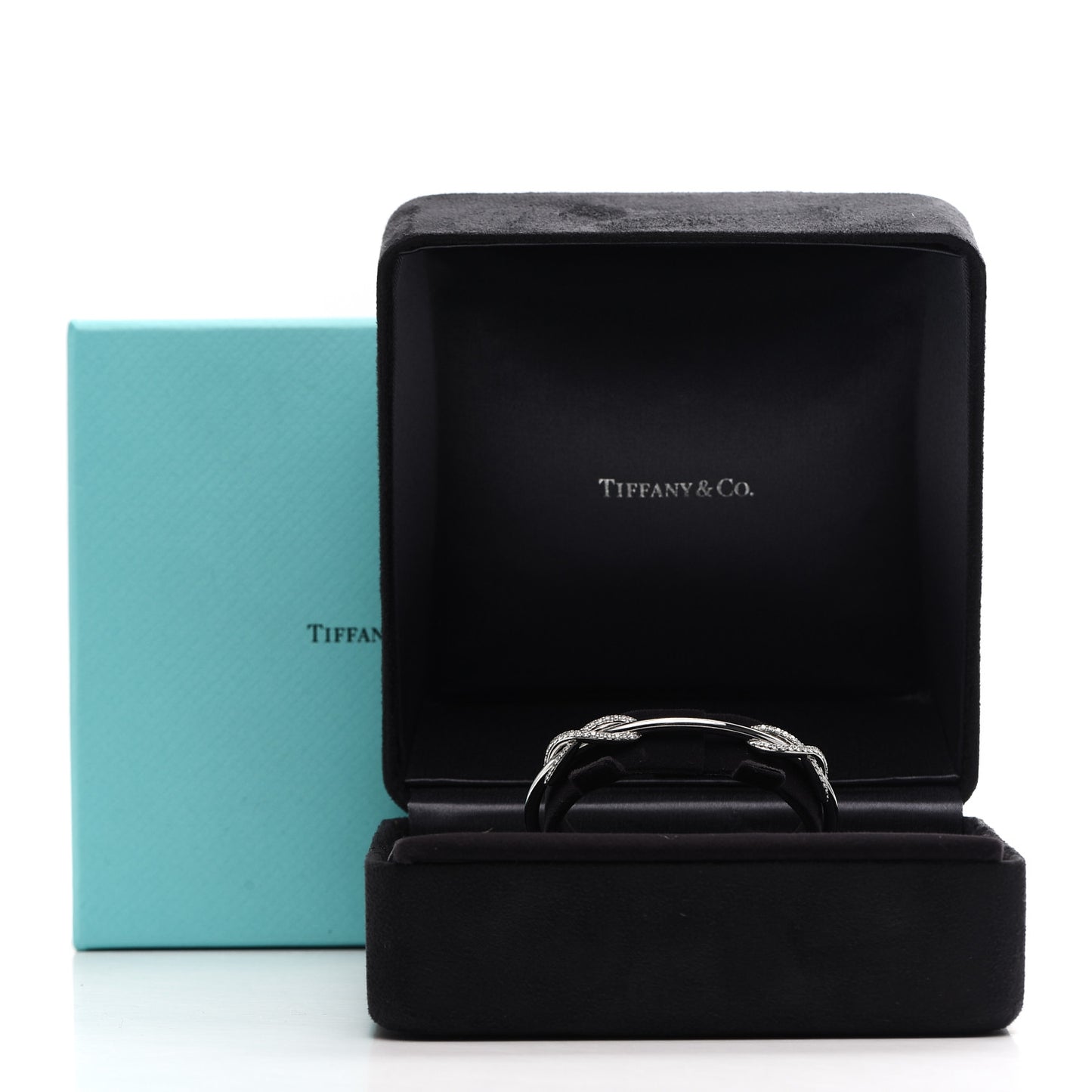 18K White Gold Diamond Double Infinity Cuff Bracelet