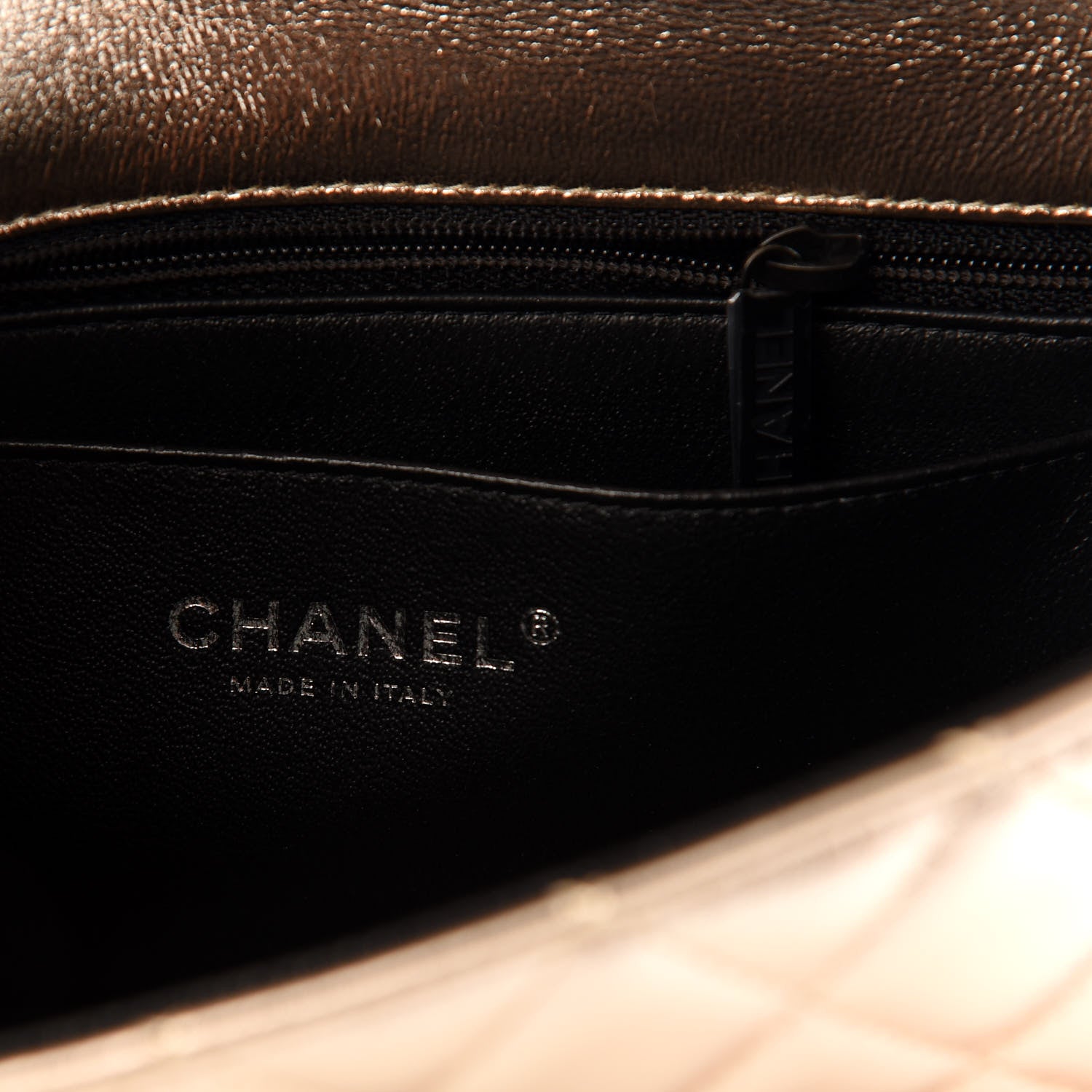 Chanel Metallic Lambskin Quilted Mini Rectangular Flap Gold Black 8 of 11