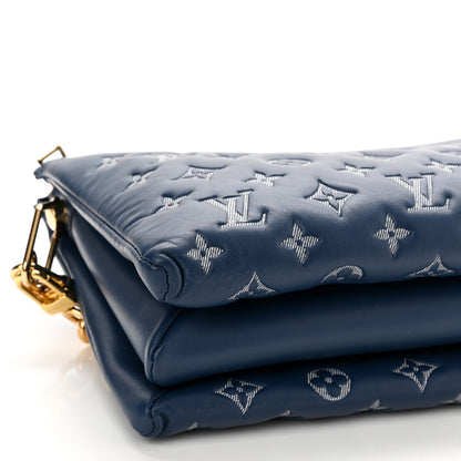 Louis Vuitton Lambskin Embossed Monogram Coussin PM Denim Blue 8 of 9