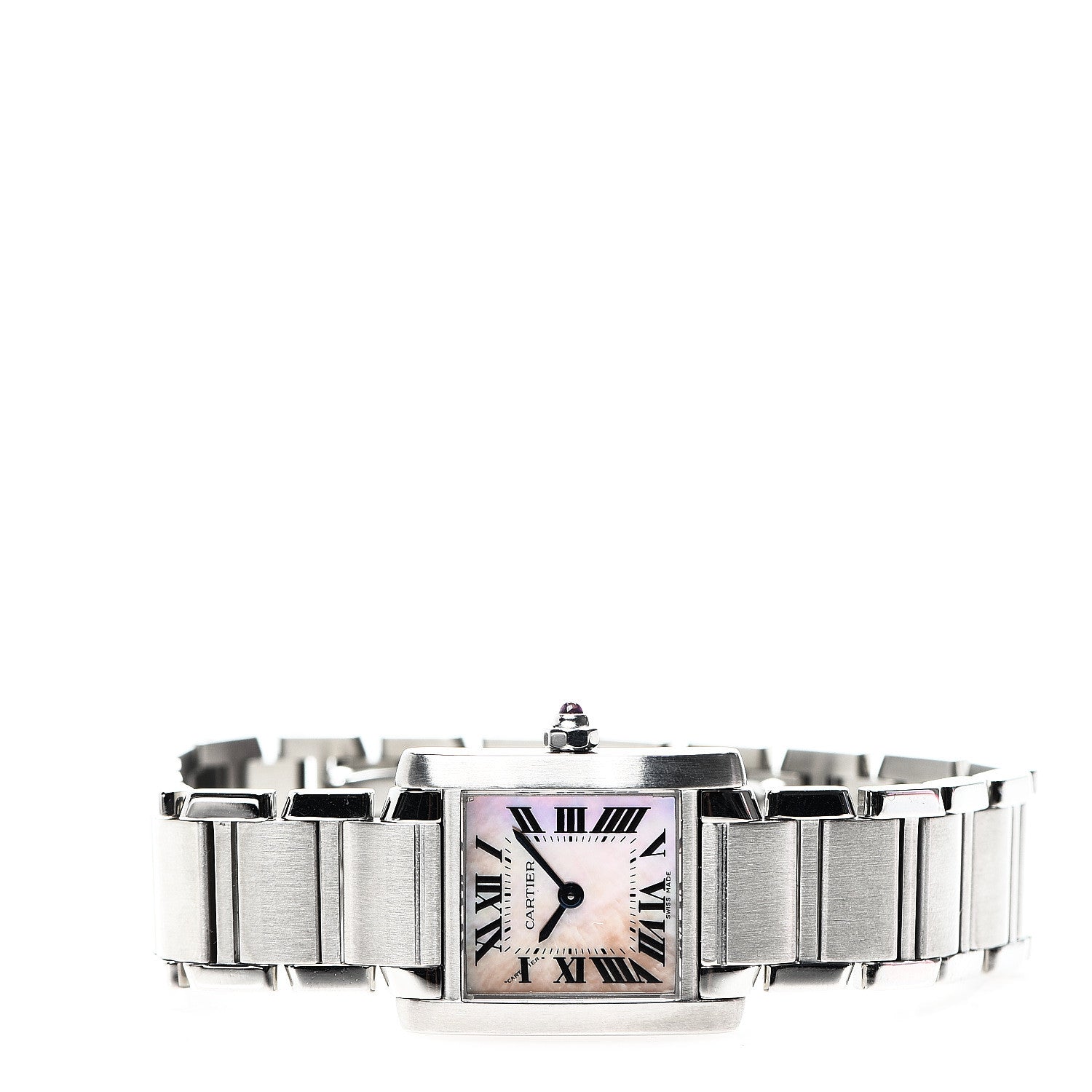 Cartier Stainless Steel Pink Mother of Pearl 20mm Tank Francaise Quartz Watch 2 of 5