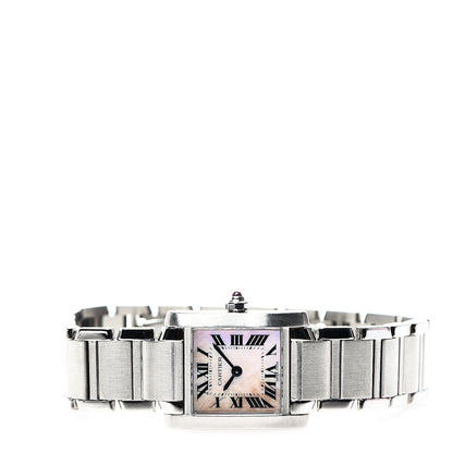 Cartier Stainless Steel Pink Mother of Pearl 20mm Tank Francaise Quartz Watch 2 of 5