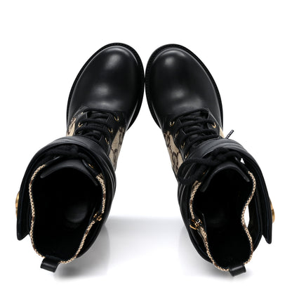 Gucci Flores Calfskin Monogram Maxi GG Nappa Matelasse Double G Ankle Boots 39.5 Black Camel Ebony 2 of 10