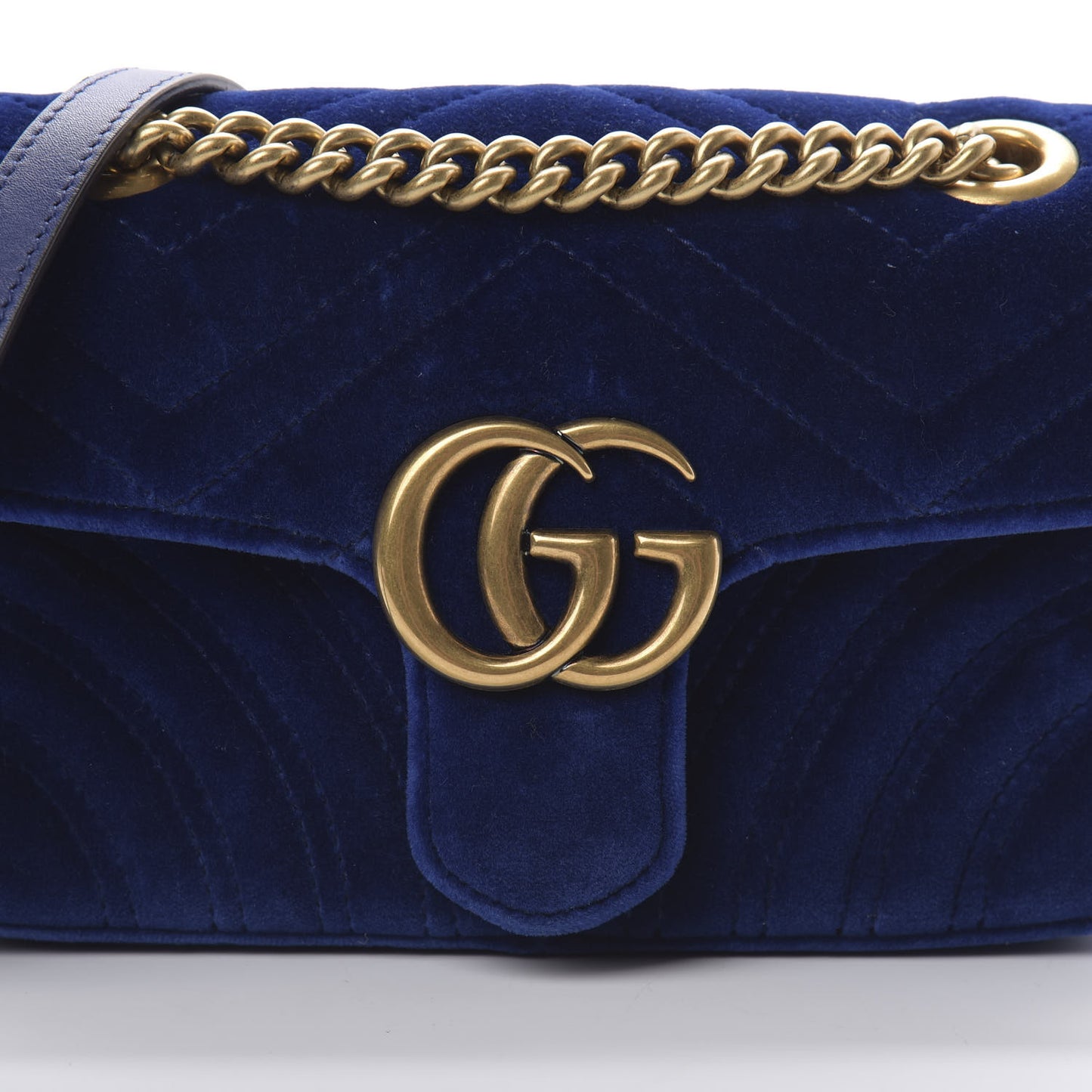 Velvet Matelasse Mini GG Marmont Shoulder Bag Cobalt Blue