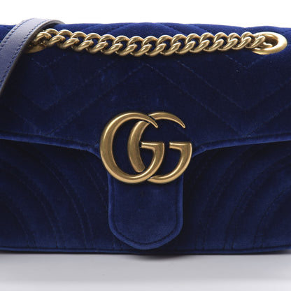 Gucci Velvet Matelasse Mini GG Marmont Shoulder Bag Cobalt Blue 5 of 8