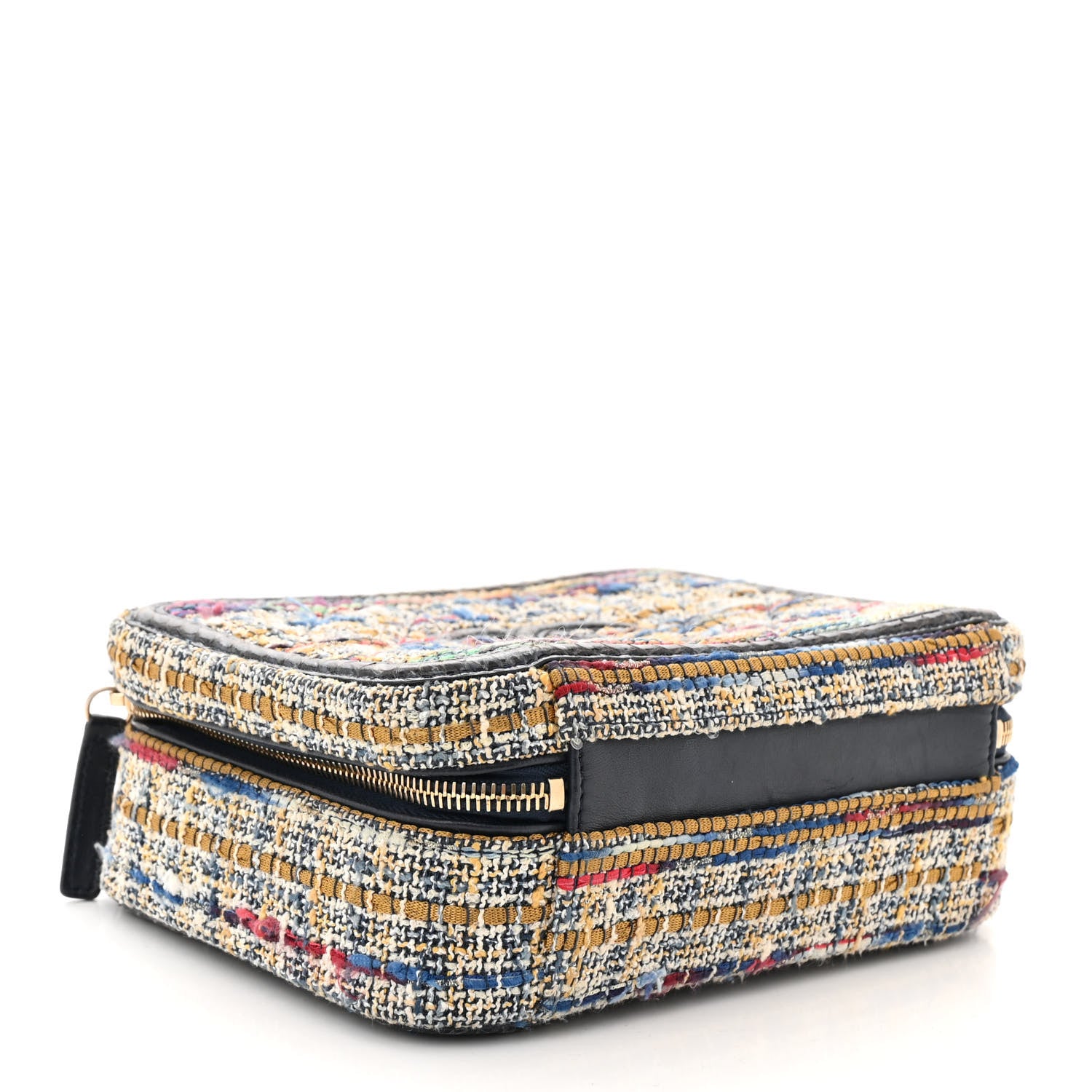 Chanel Tweed Snakeskin Quilted Medium CC Filigree Vanity Case Multicolor 4 of 10