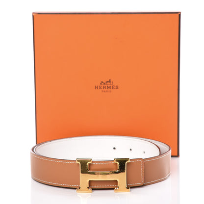 Hermes Tadelakt Epsom 32mm H Belt 85 Gold White 10 of 10