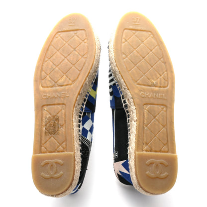 Chanel Fabric CC Espadrilles 37 Navy Ivory Black 5 of 12