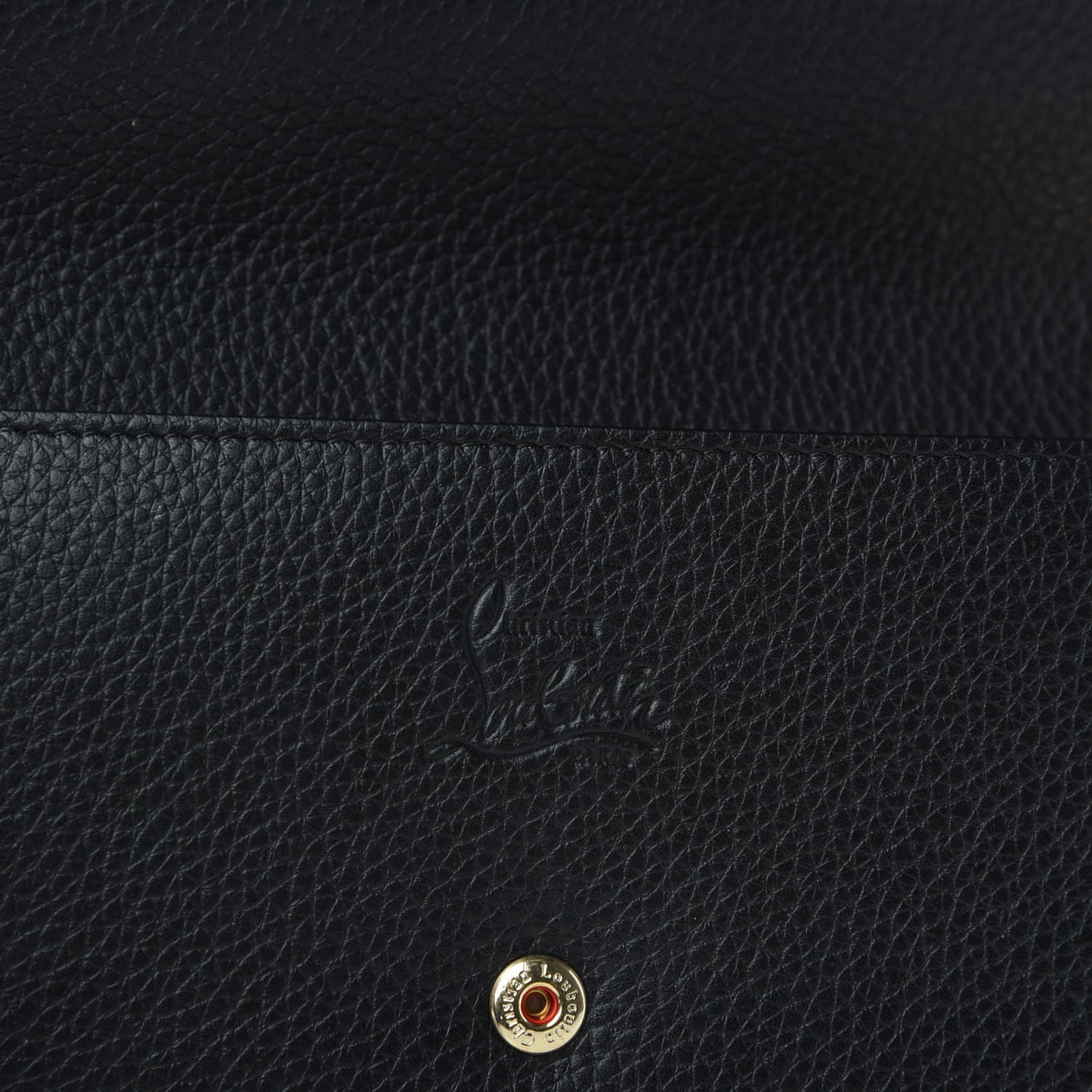 Calfskin Beaded Loubiclutch Star Chain Wallet Black