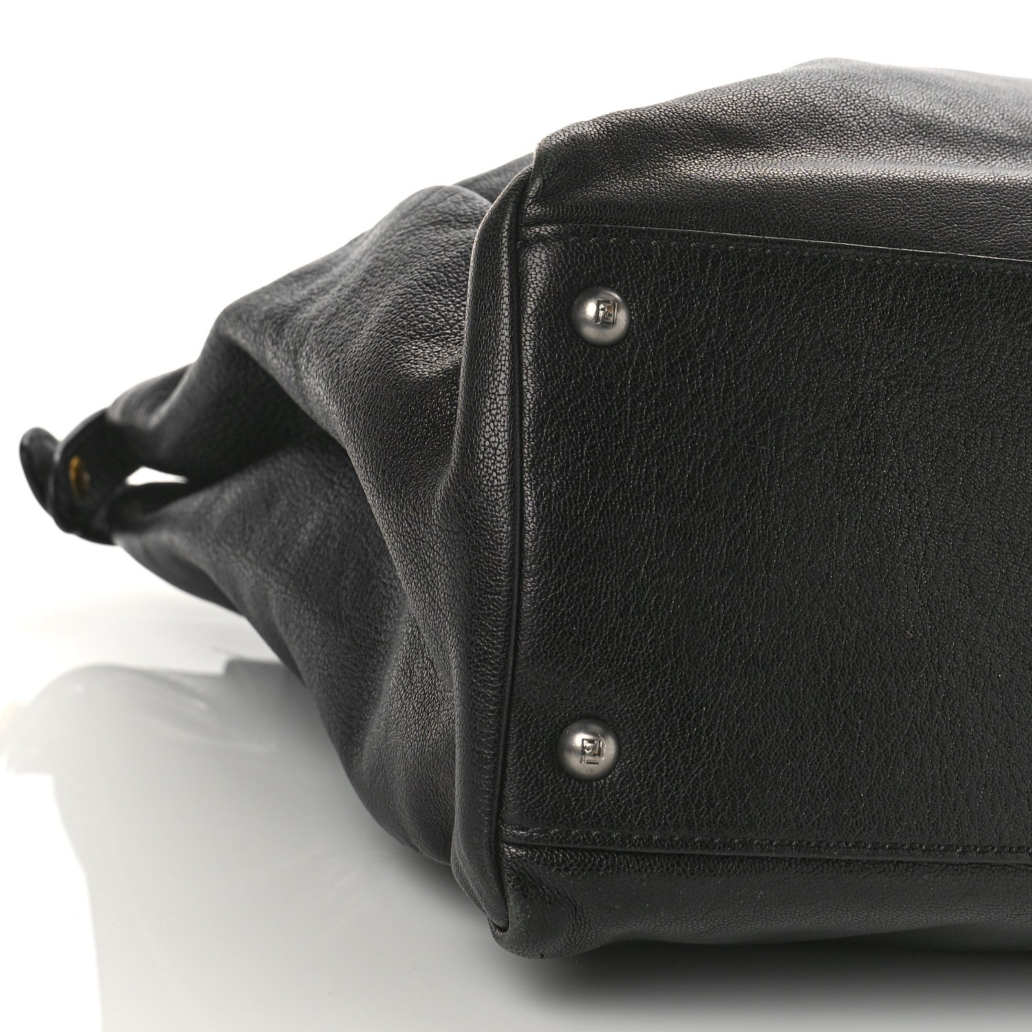 Fendi Goatskin Zucca Large Peekaboo Iconic Satchel Black Tobacco 8 of 9