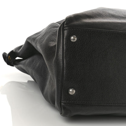 Fendi Goatskin Zucca Large Peekaboo Iconic Satchel Black Tobacco 8 of 9