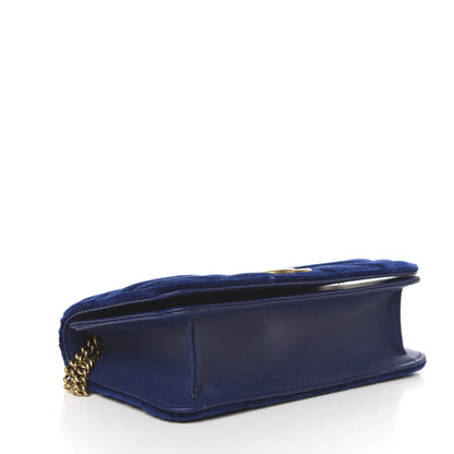 Gucci Velvet Matelasse GG Marmont Mini Bag Cobalt Blue 3 of 11