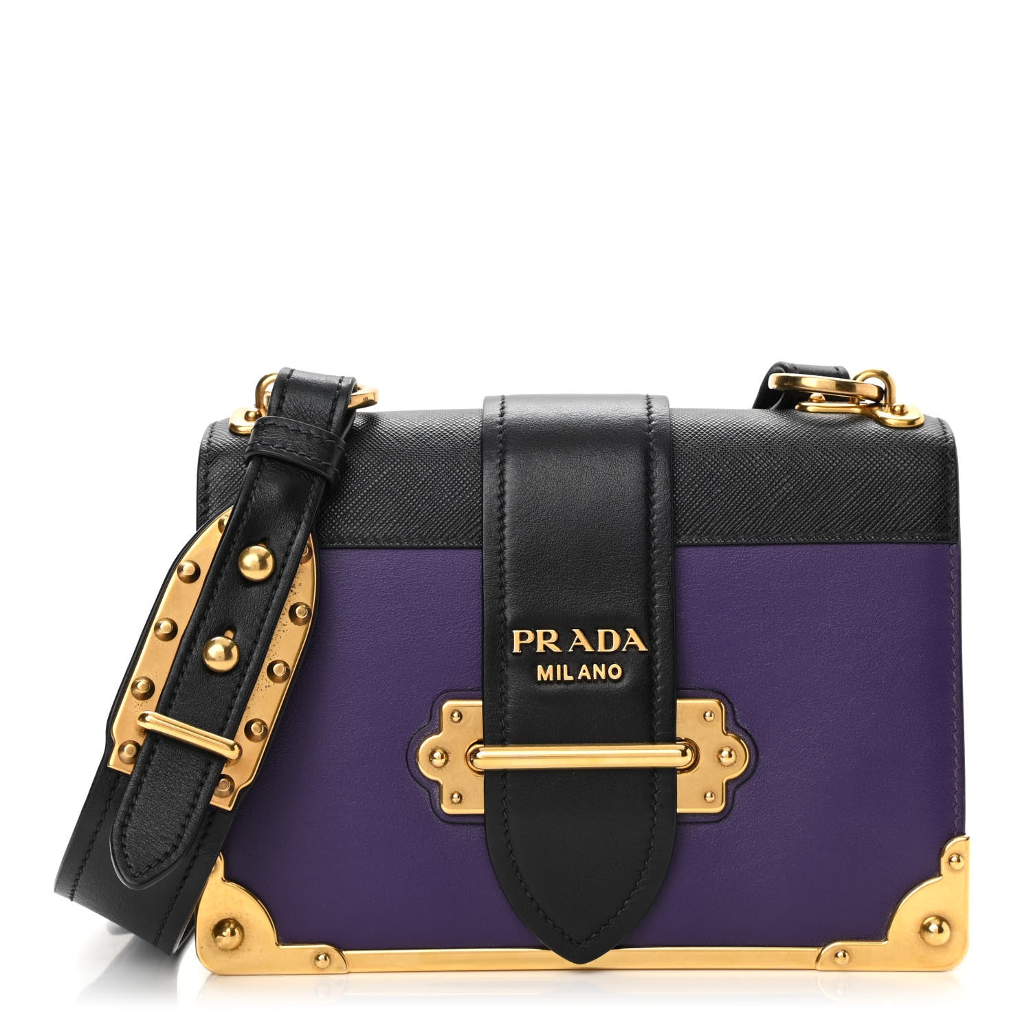 Prada City Calfskin Saffiano Cahier Bag Purple Black 1 of 10