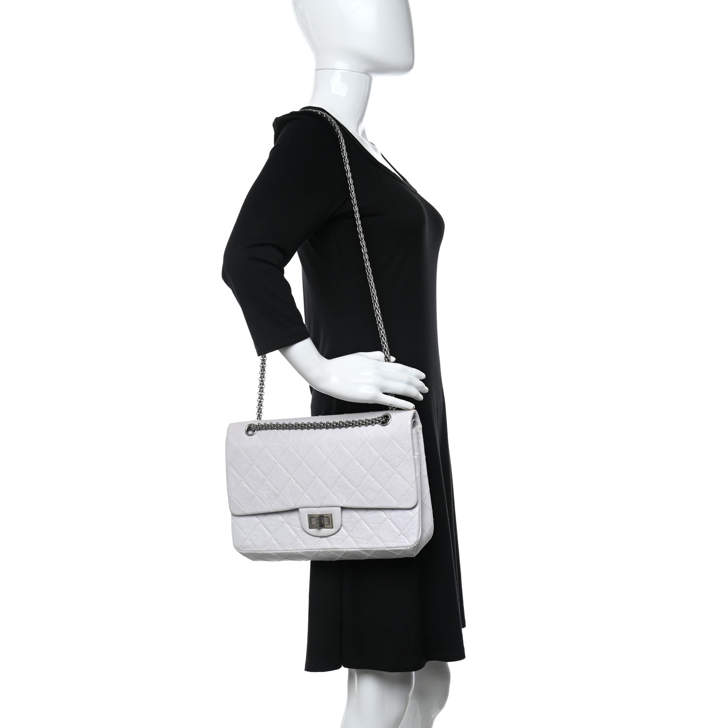 Chanel Aged Calfskin Quilted 50th Anniversary 2.55 Reissue 227 Flap White 2 of 14