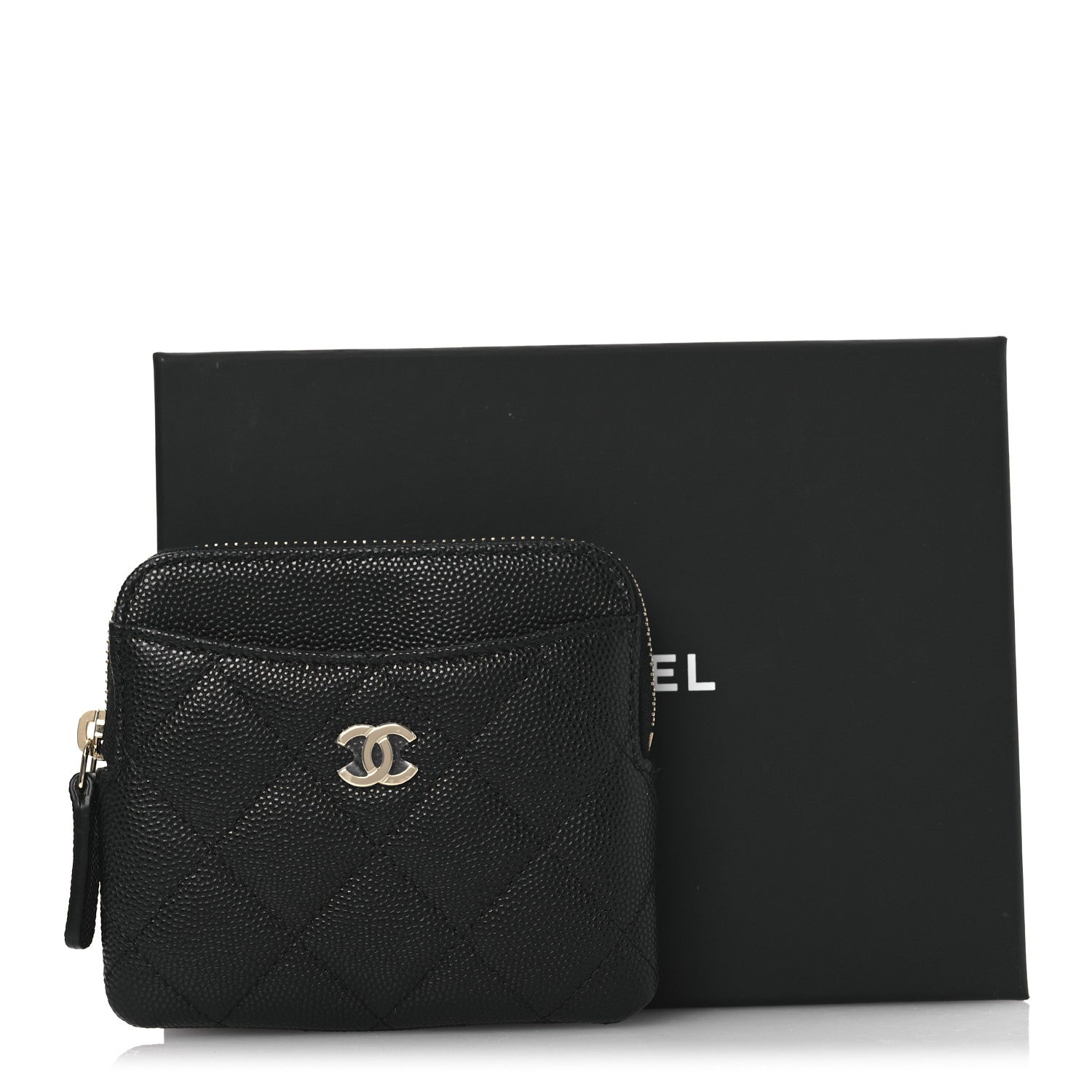Chanel Caviar Quilted Zip Card Holder Wallet Black 9 of 9