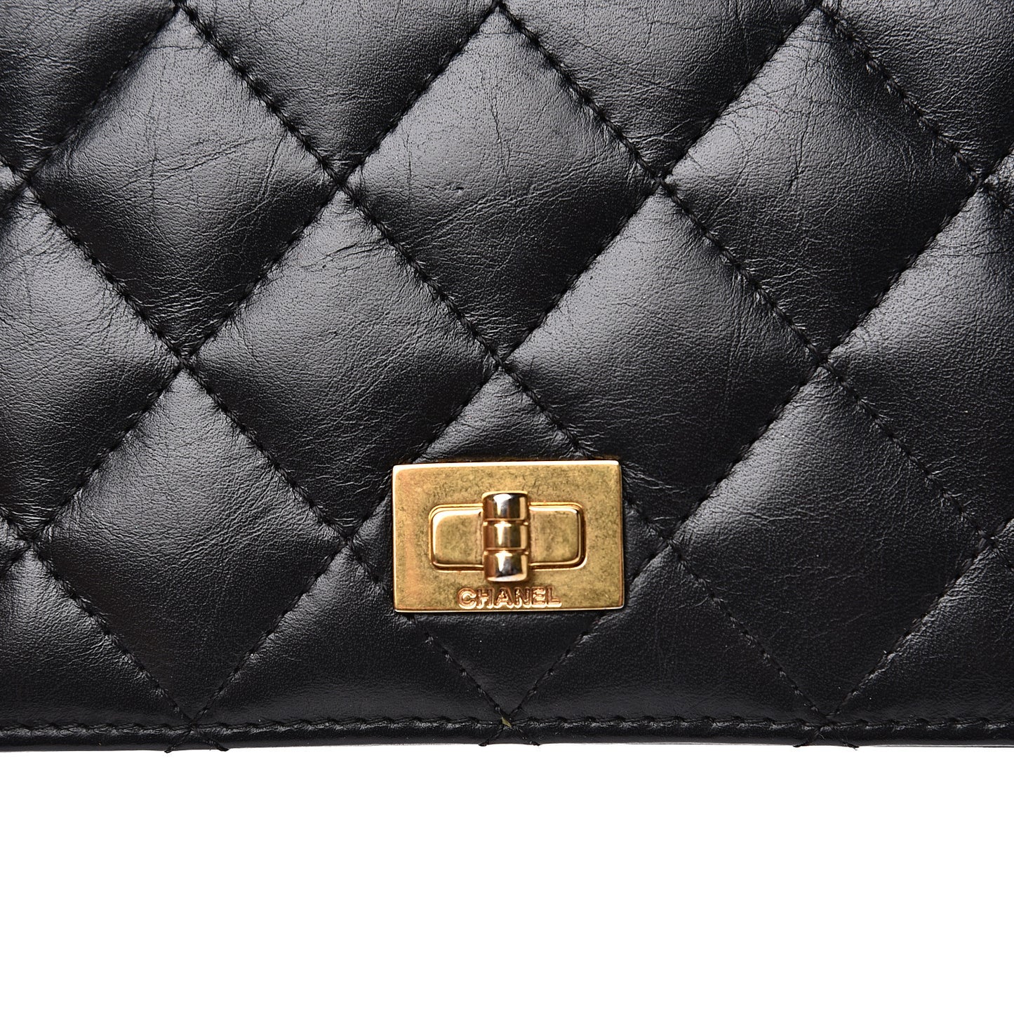 Aged Calfskin Quilted Reissue Yen Wallet Black