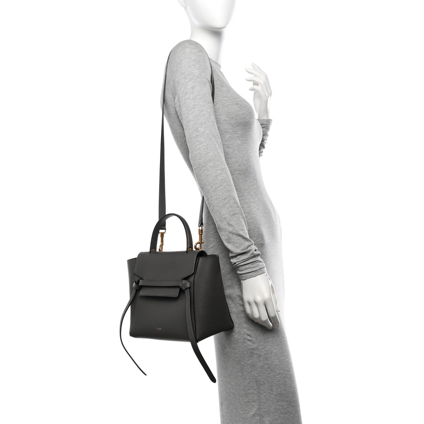 Grained Calfskin Micro Belt Bag Grey