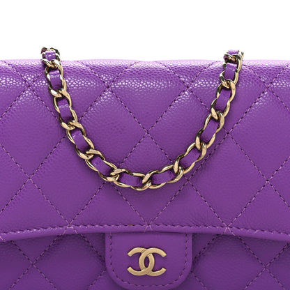 Chanel Caviar Quilted Flap Phone Holder with Chain Purple 9 of 12