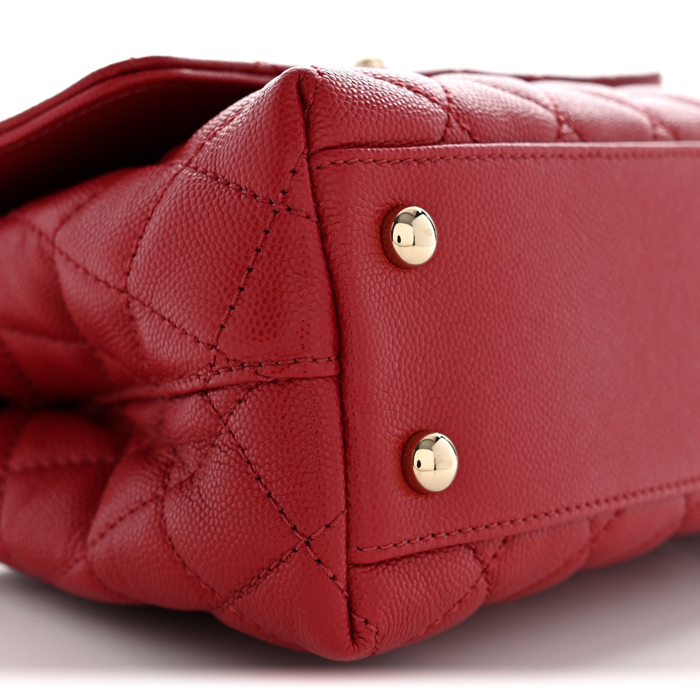 Caviar Quilted Mini Coco Handle Flap Red