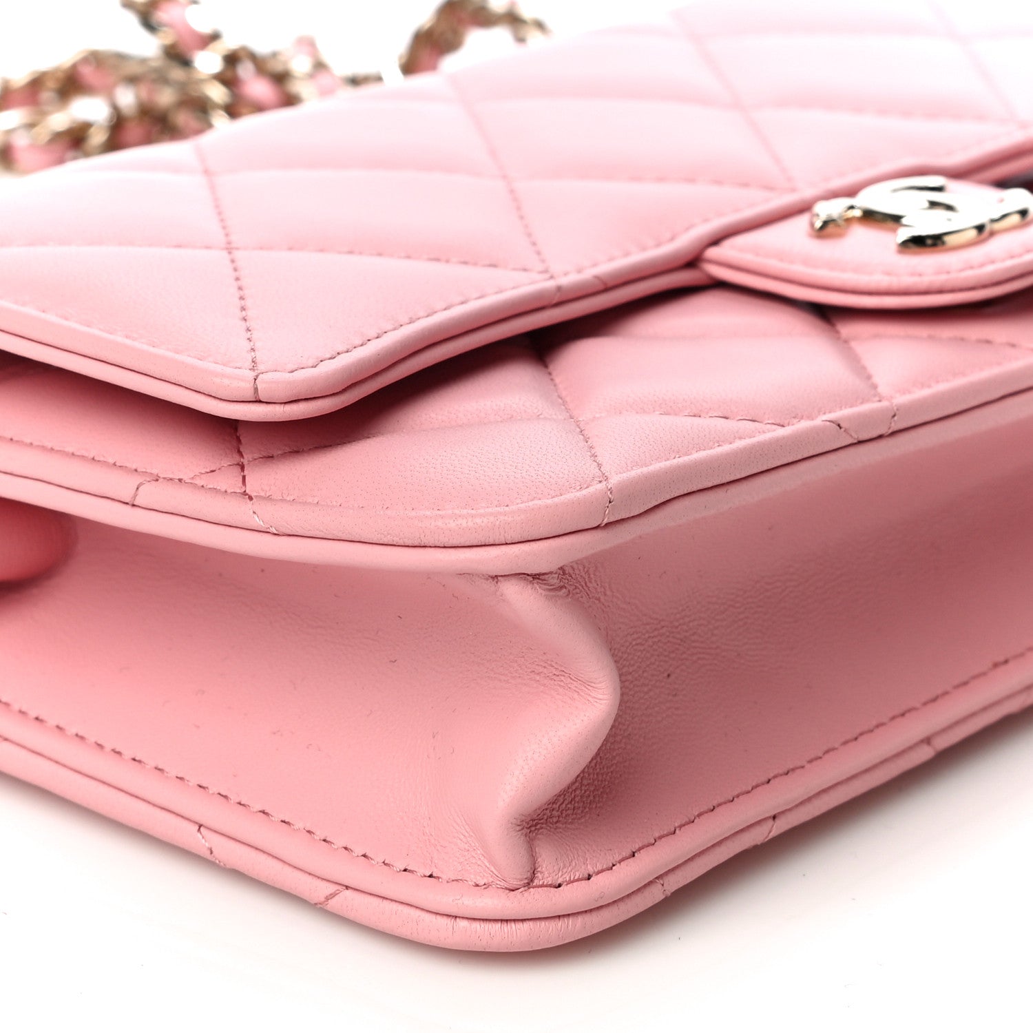 Chanel Lambskin Quilted Elegant Chain Wallet On Chain WOC Pink 9 of 12
