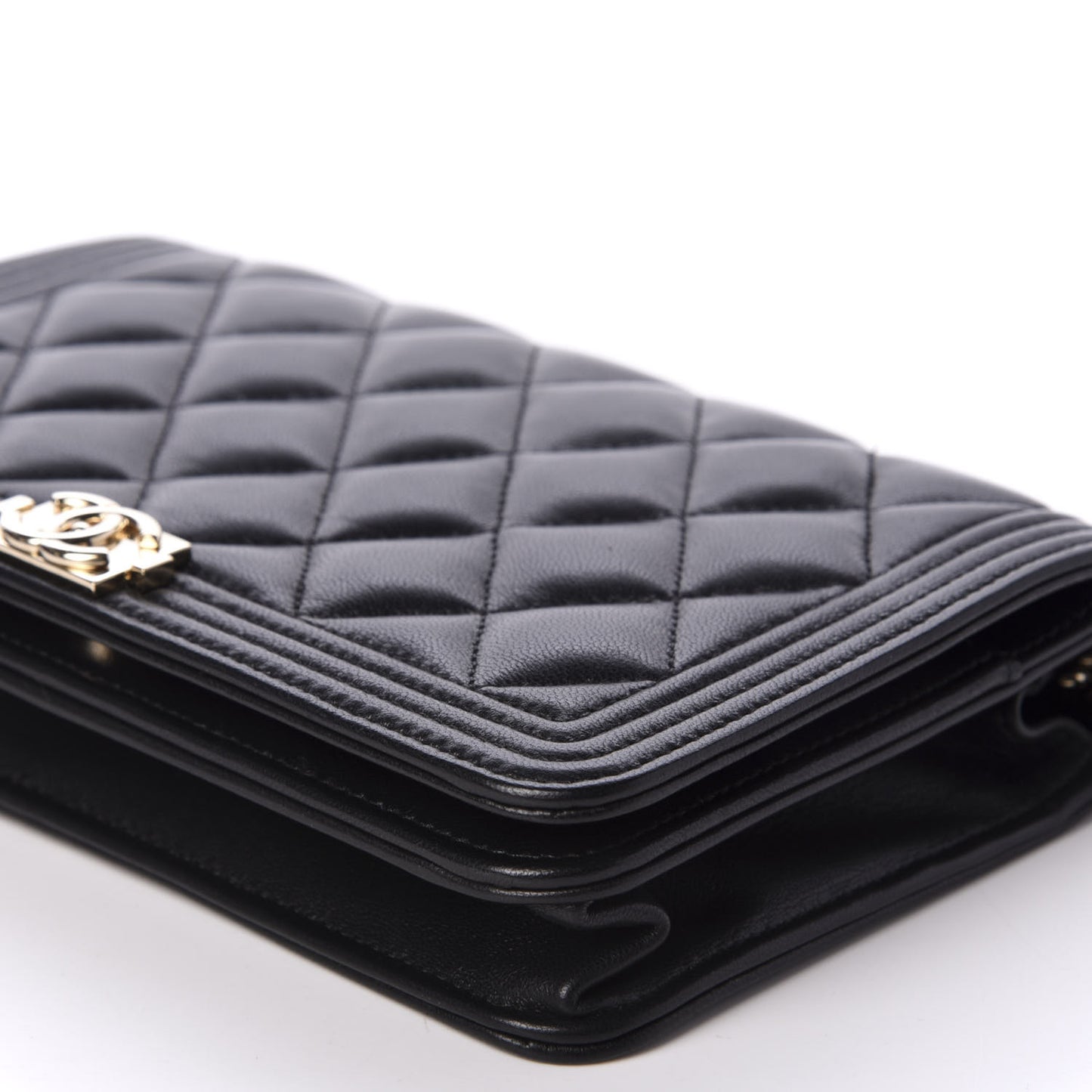 Lambskin Quilted Boy Wallet On Chain WOC Black