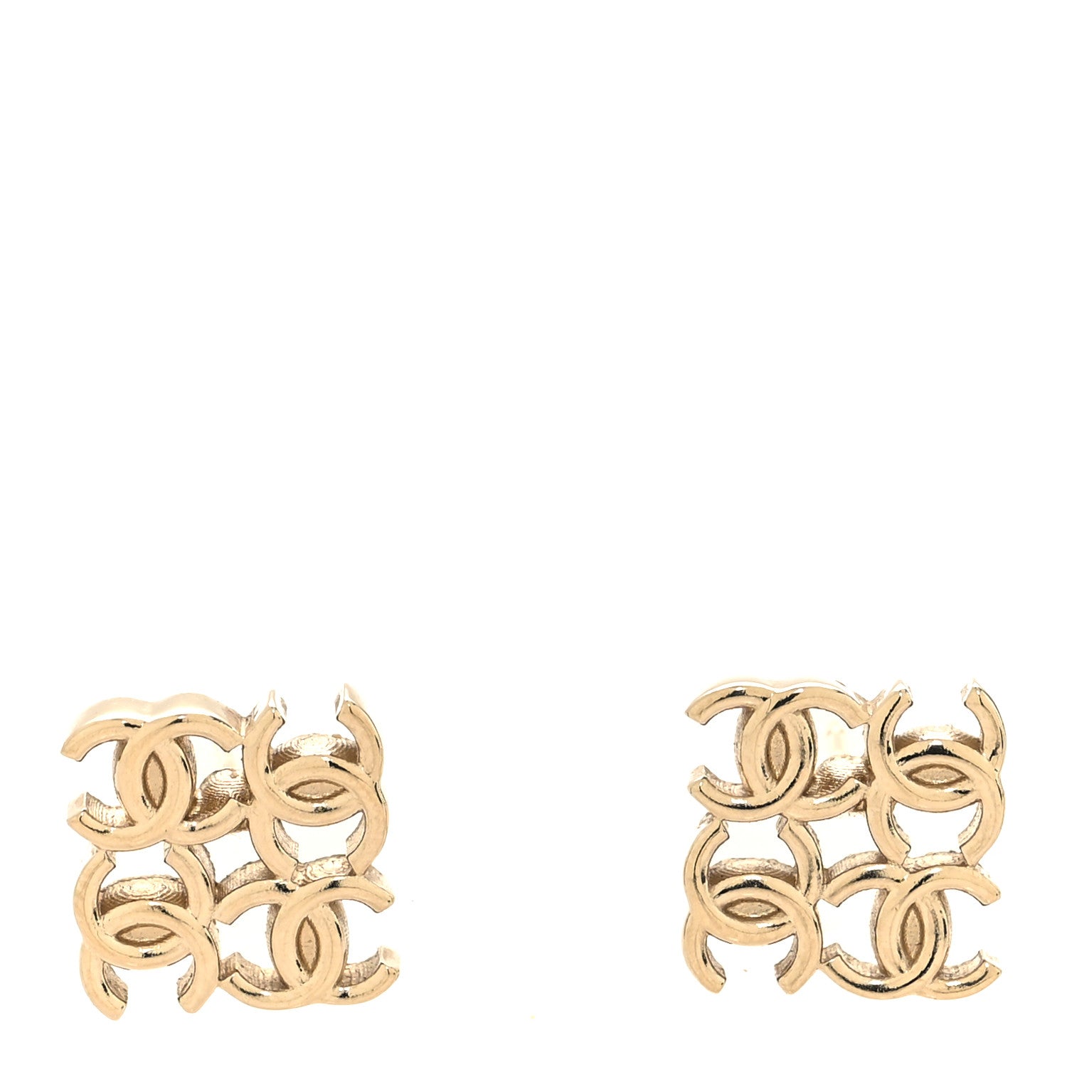 Chanel CC Logo Stud Earrings Gold 1 of 5