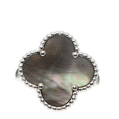 Van Cleef & Arpels 18K White Gold Gray Mother of Pearl Magic Alhambra Ring 56 7.5 1 of 7
