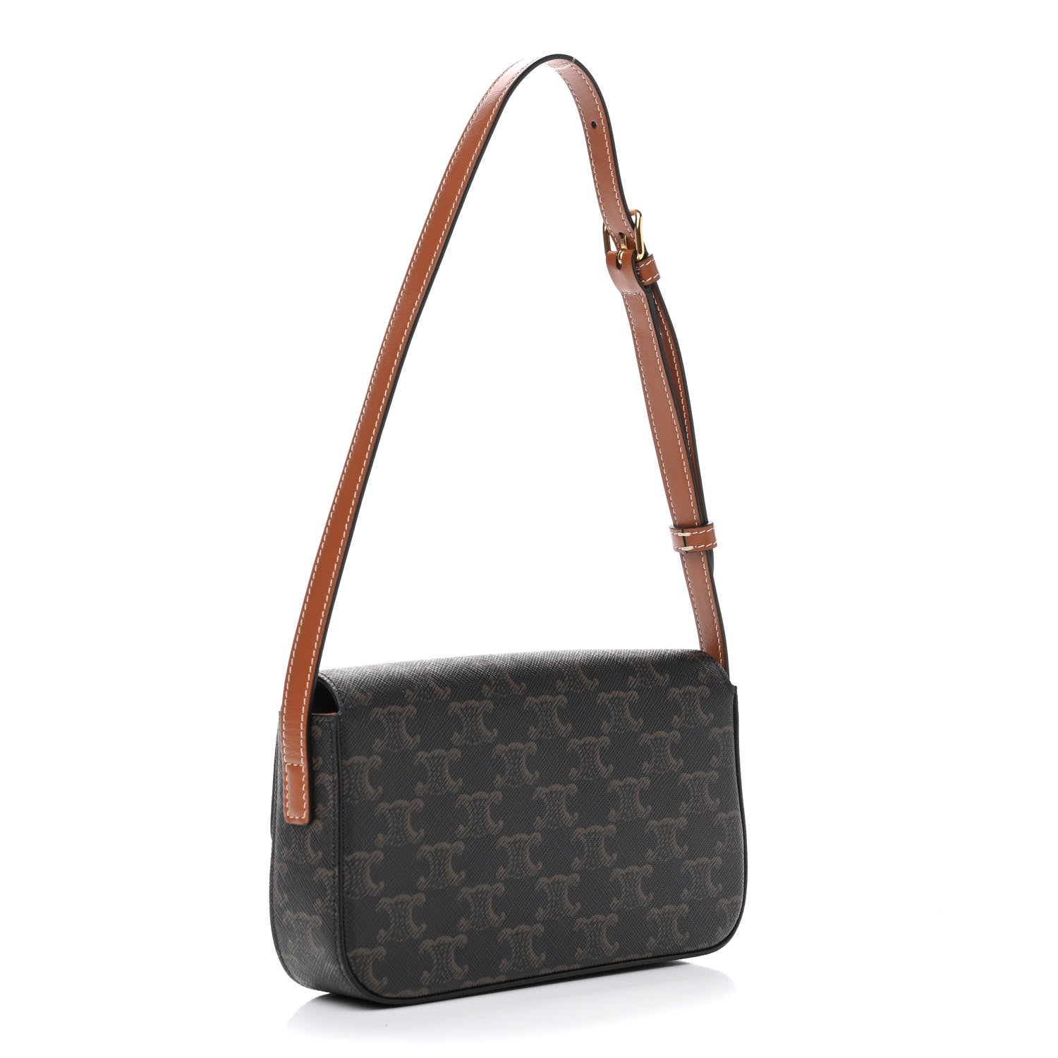 Celine Canvas Calfskin Triomphe Shoulder Bag Tan 2 of 5