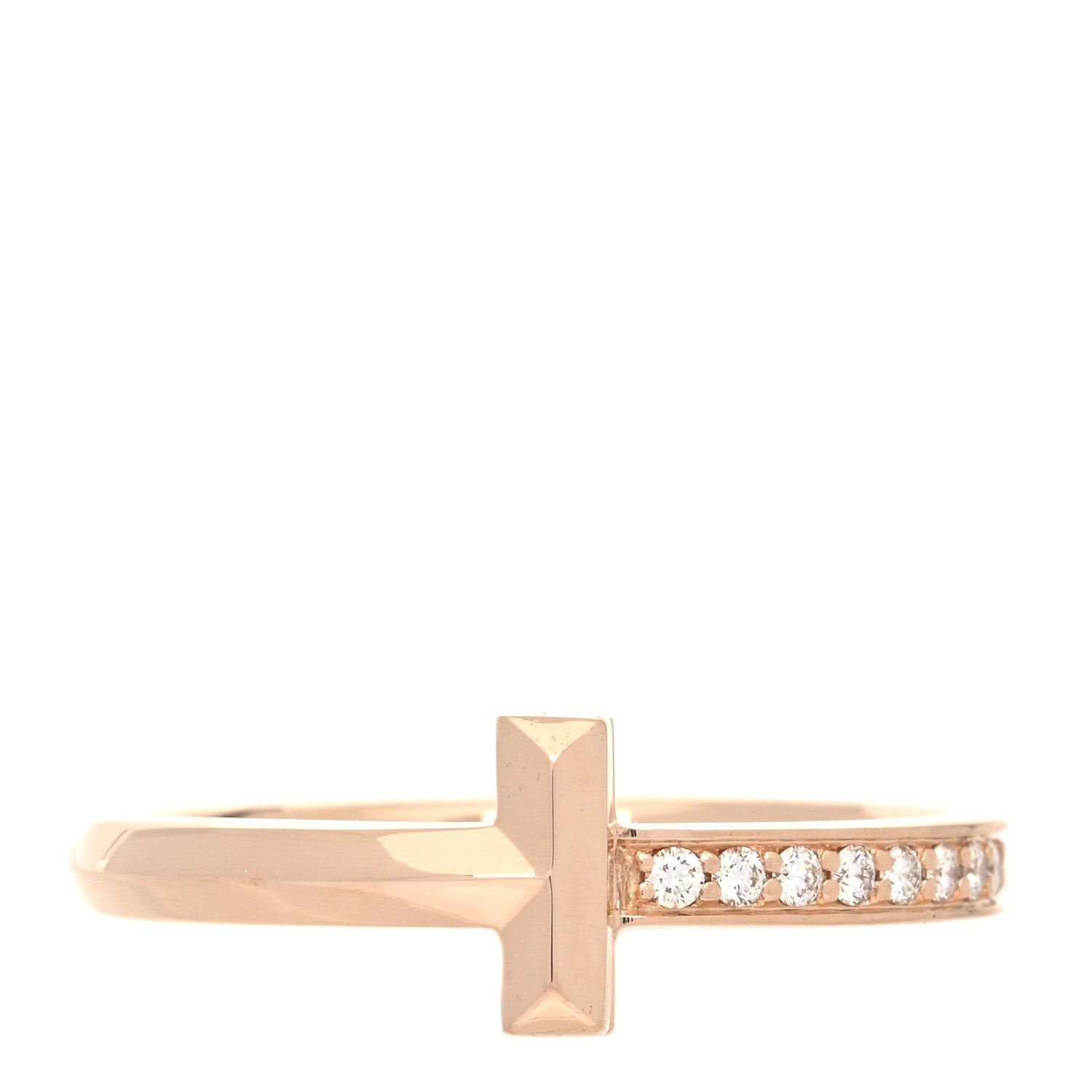 Tiffany 18K Rose Gold Diamond 2.5mm T T1 Ring 56 7.5 1 of 5