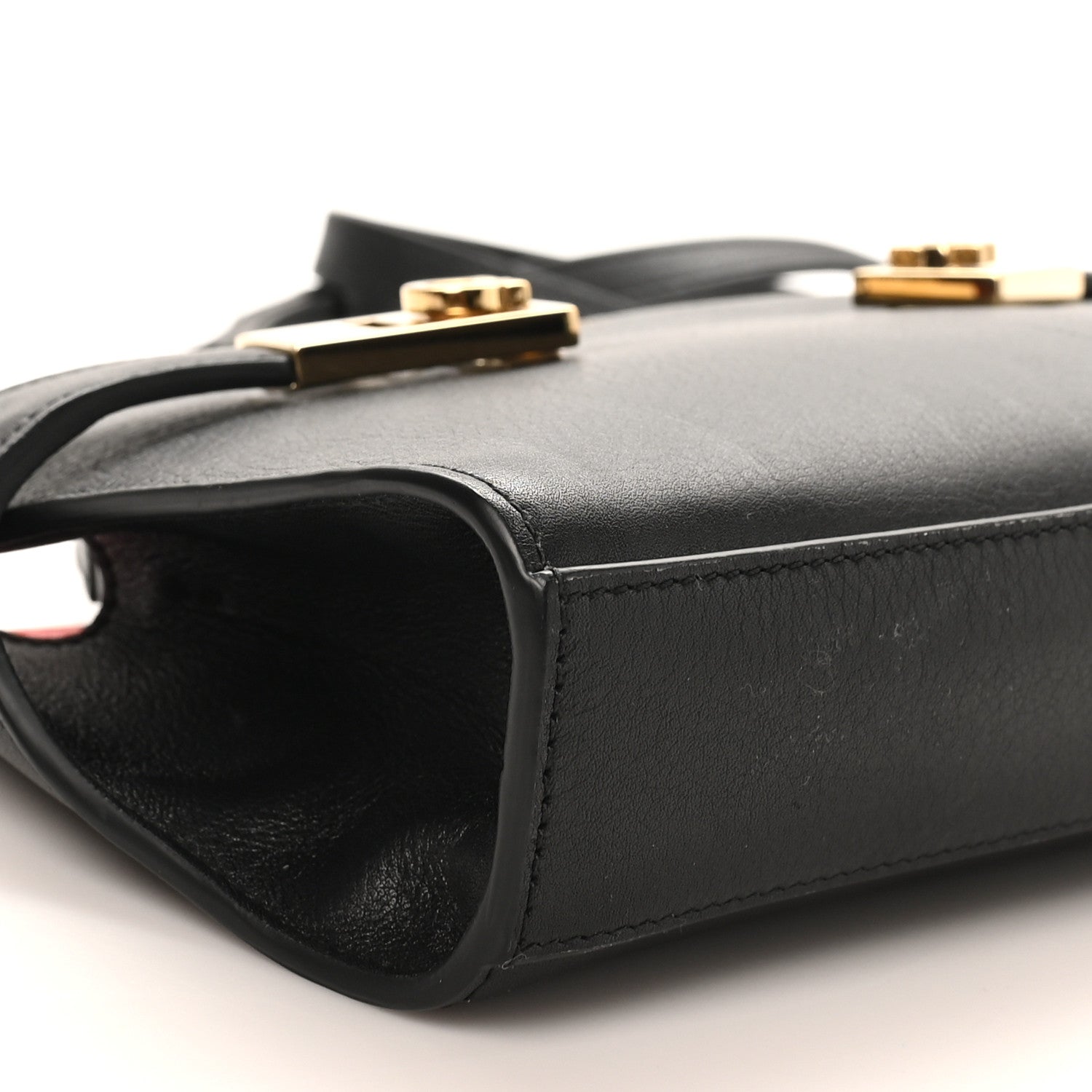 Salvatore Ferragamo Calfskin Mini Hug Crossbody Bag Black Flame Red 8 of 9