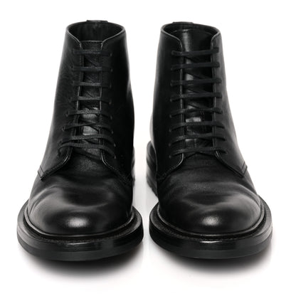 Saint Laurent Kangaroo Calfskin Womens Army 20 Lace Up Booties 36 Black 2 of 8