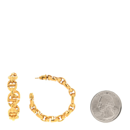 Christian Dior Metal Hoop Earrings Aged Gold 2 of 4