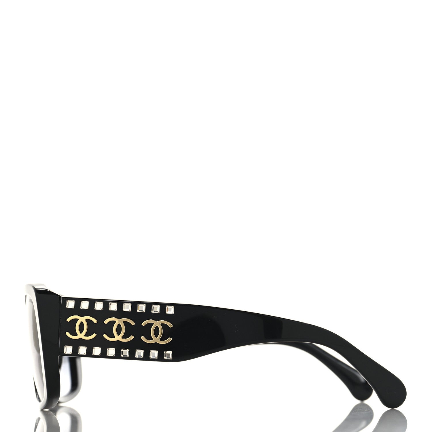 シャネル ロゴ ランプ クリスタル風 Chanel Acetate Crystal CC Pilot Sunglasses 71666 Black 1768935